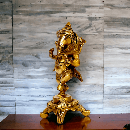 Pure Brass dancing Ganesha by Nikur Essence - 8 Inch height Nikuressence