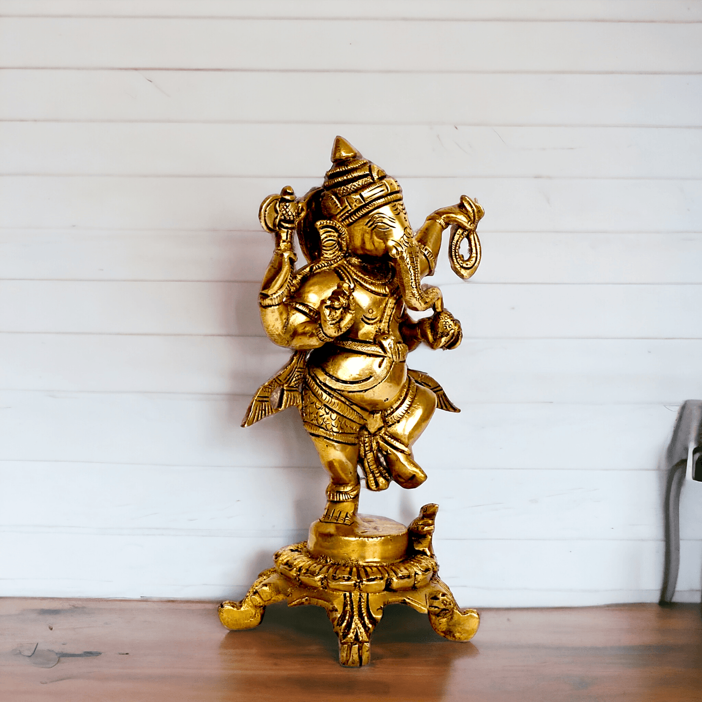 Pure Brass dancing Ganesha by Nikur Essence - 8 Inch height Nikuressence