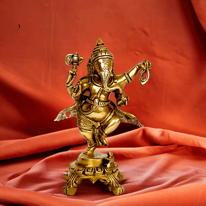 Pure Brass dancing Ganesha by Nikur Essence - 8 Inch height Nikuressence