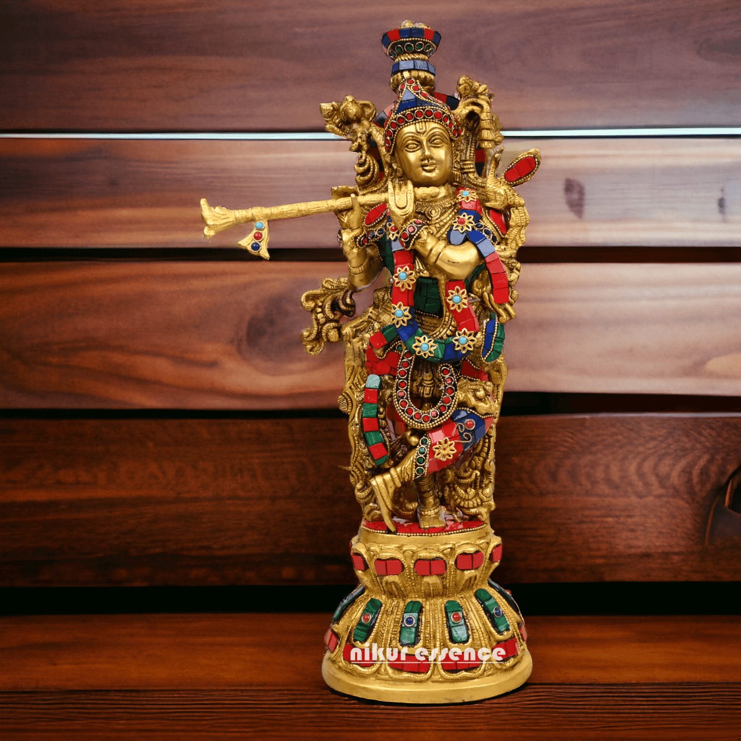 (Copy) Online Brass krishna Murli with stone work by Nikur Essence - 18 Inch Nikuressence