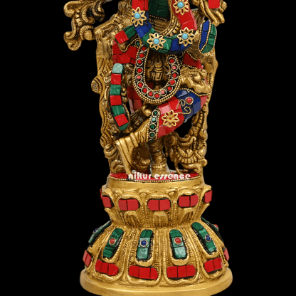 (Copy) Online Brass krishna Murli with stone work by Nikur Essence - 18 Inch Nikuressence