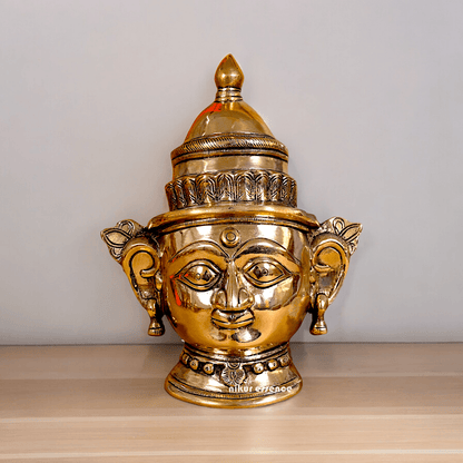 Pure Brass mukhlingham of goddess Parvati by Nikur Essence - 22 cm Nikuressence