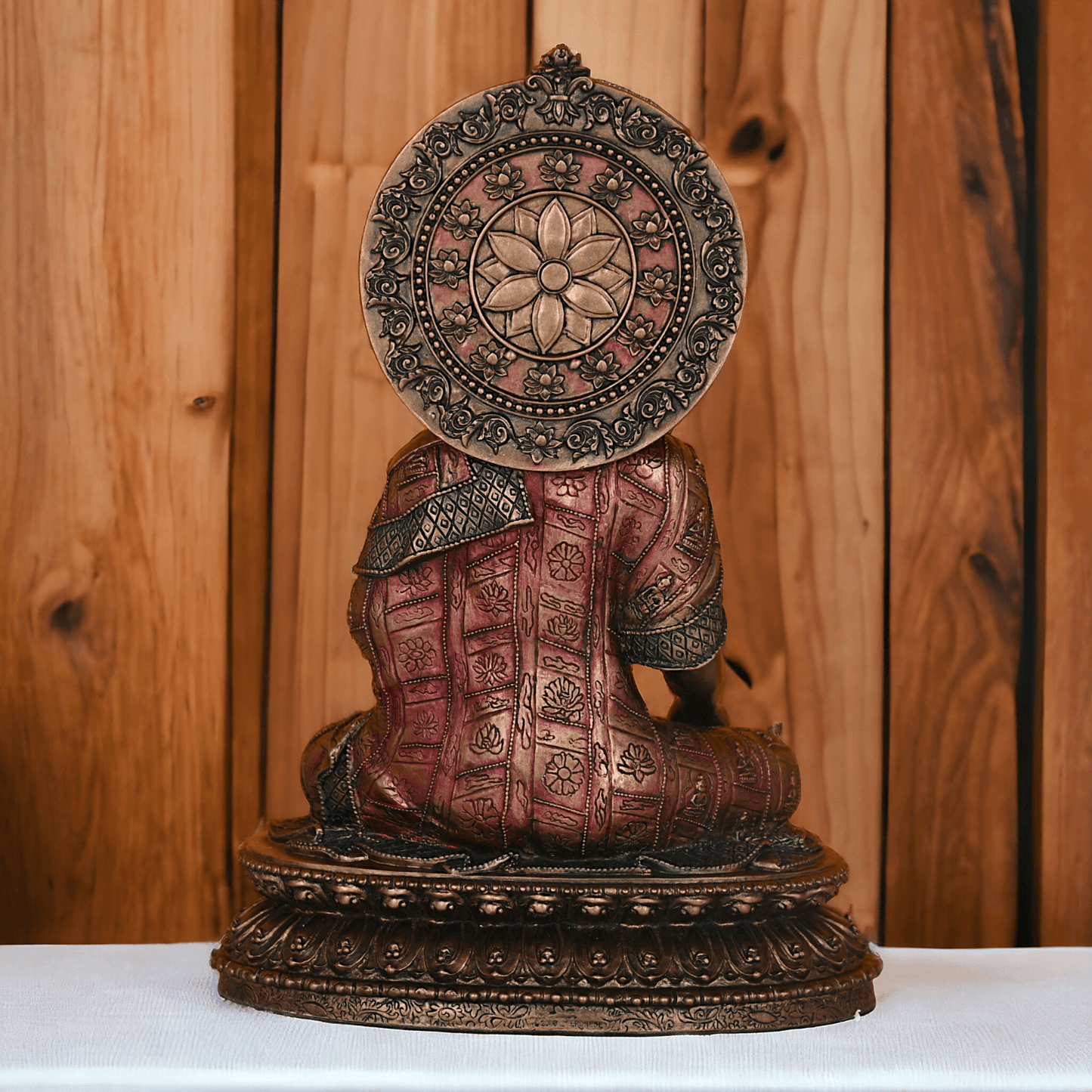 Bronze Buddha Statue with Lotus Base, Handcrafted Meditation Art Piece, 26 cm Tall Nikuressence