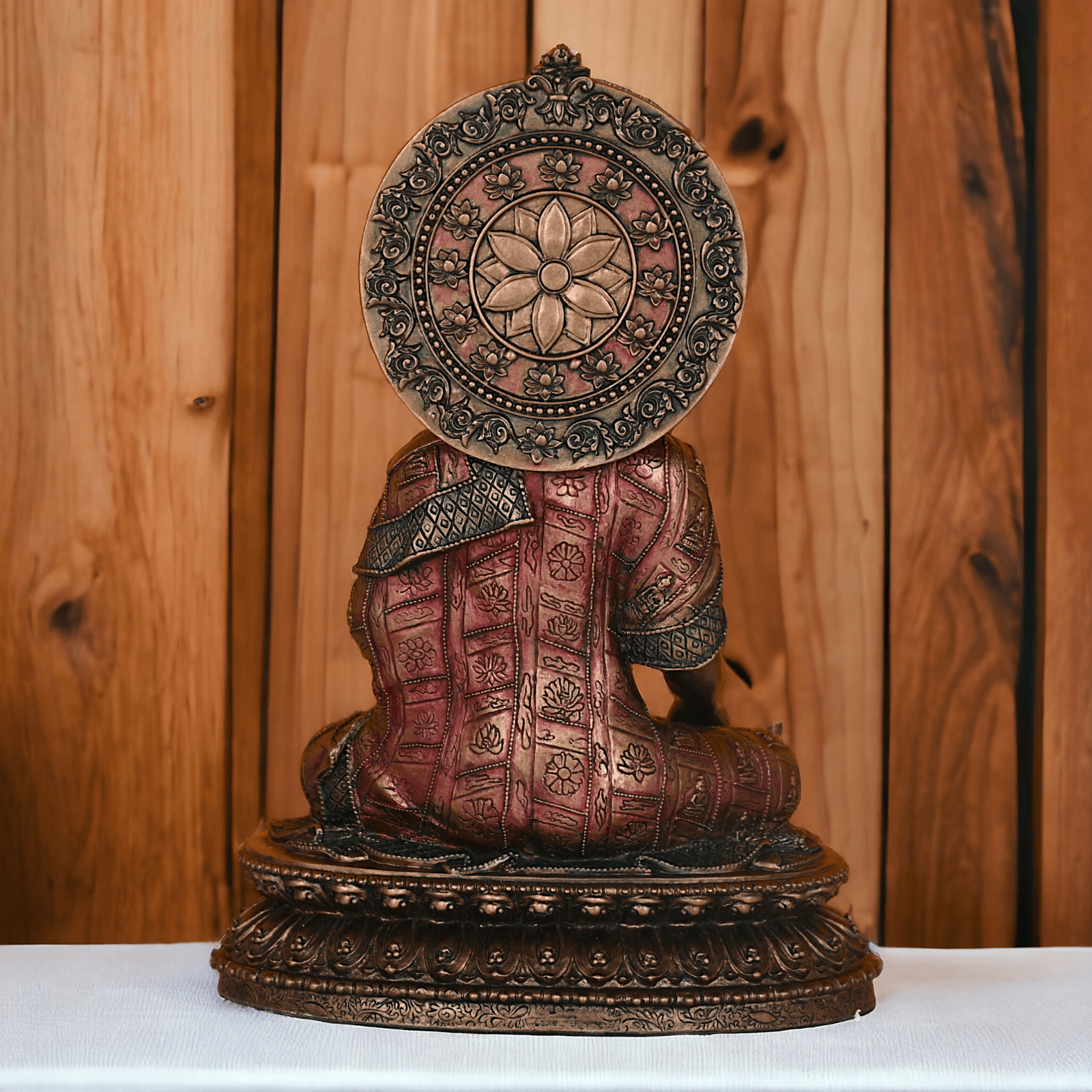 Bronze Buddha Statue with Lotus Base, Handcrafted Meditation Art Piece, 26 cm Tall Nikuressence