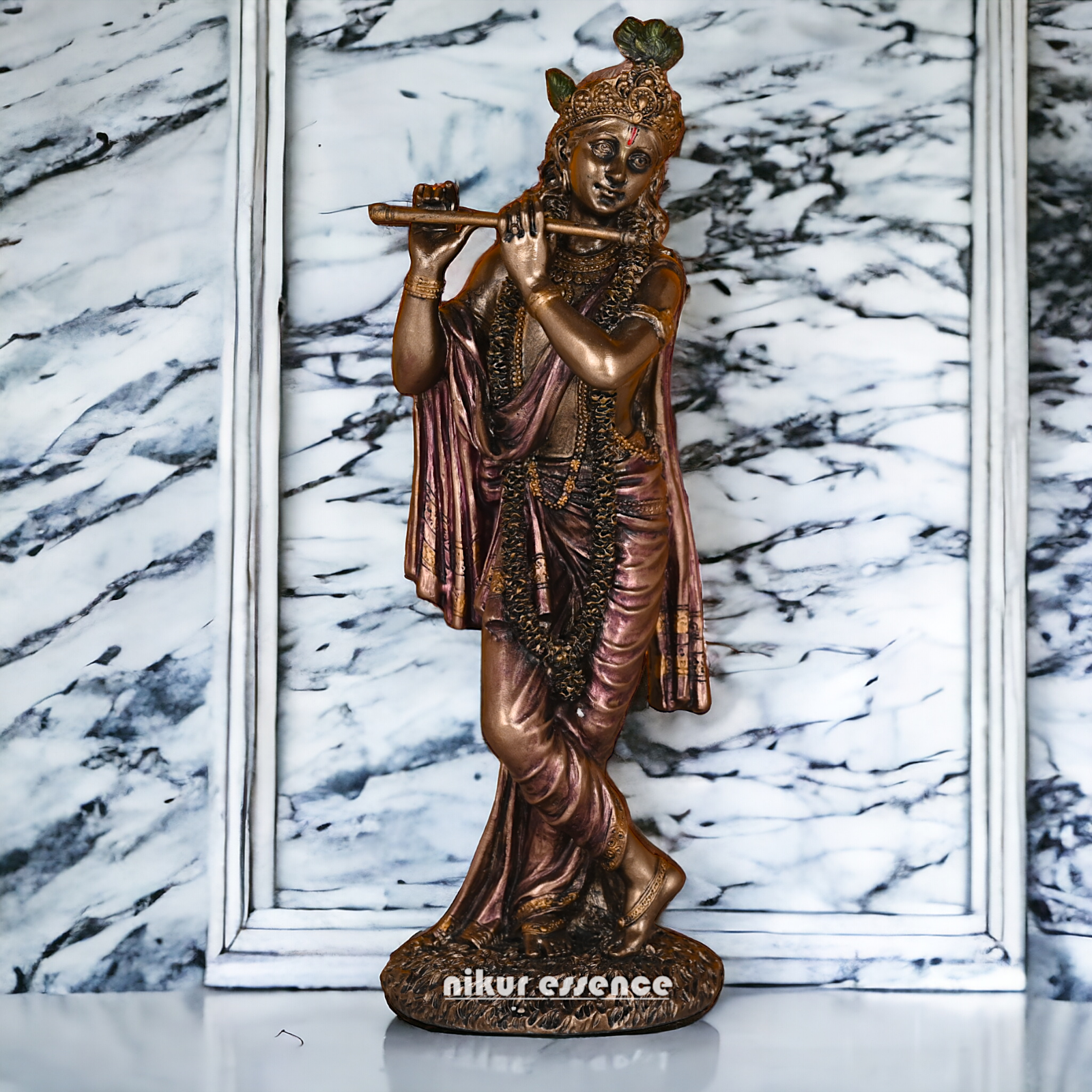 Buy Krishna Statue in copper | Buy Krishna Statue in bronze | Buy Krishna Statue -11 inch Nikuressence