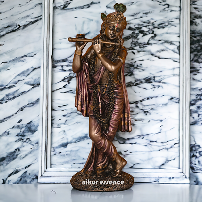 Buy Krishna Statue in copper | Buy Krishna Statue in bronze | Buy Krishna Statue -11 inch Nikuressence