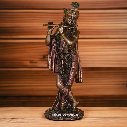 Buy Krishna Statue in copper | Buy Krishna Statue in bronze | Buy Krishna Statue -11 inch Nikuressence