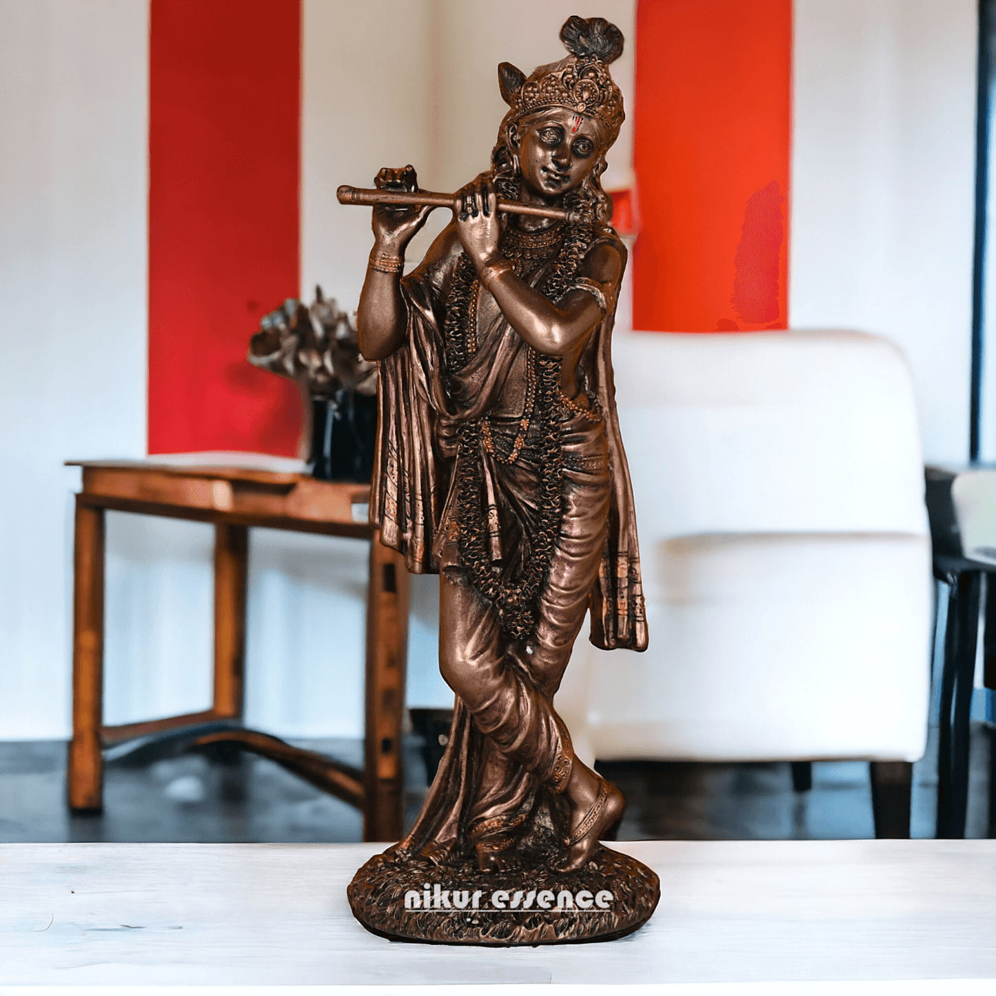 Buy Krishna Statue in copper | Buy Krishna Statue in bronze | Buy Krishna Statue -11 inch Nikuressence