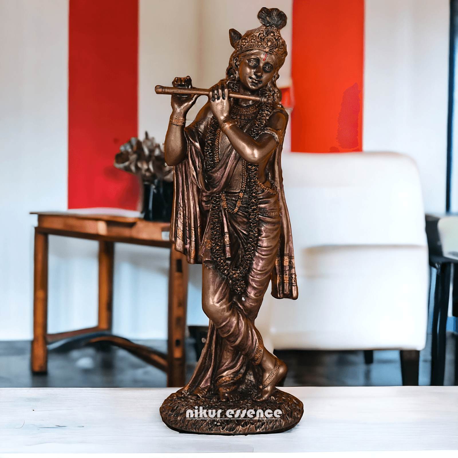 Buy Krishna Statue in copper | Buy Krishna Statue in bronze | Buy Krishna Statue -11 inch Nikuressence