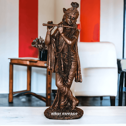 Buy Krishna Statue in copper | Buy Krishna Statue in bronze | Buy Krishna Statue -11 inch Nikuressence