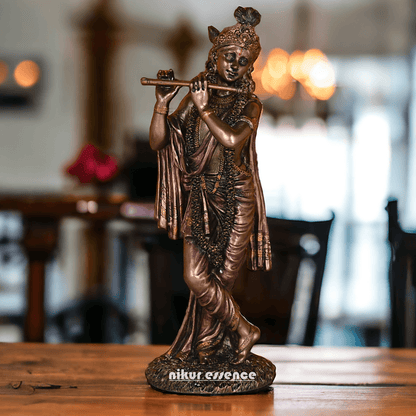 Buy Krishna Statue in copper | Buy Krishna Statue in bronze | Buy Krishna Statue -11 inch Nikuressence