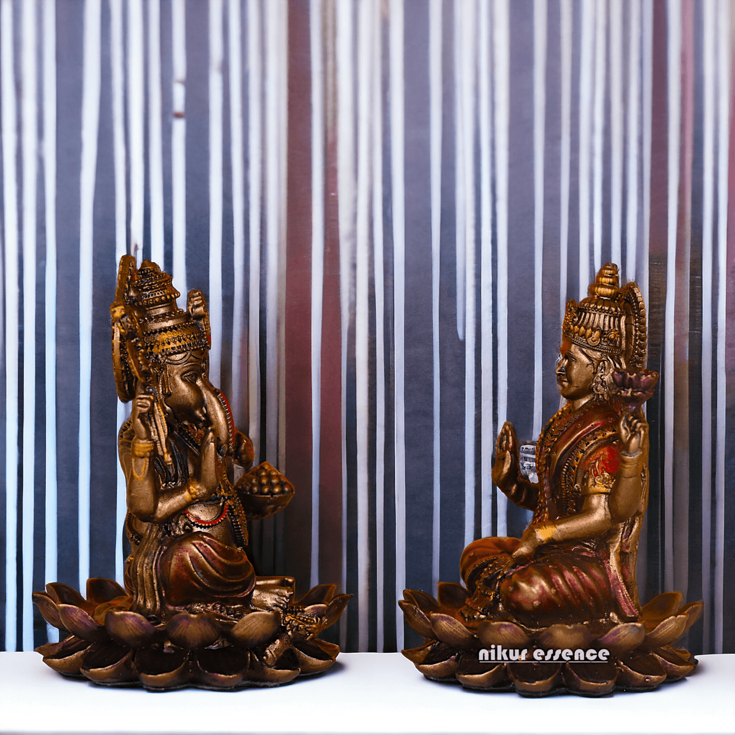 Bronze Shubh Lakshmi Ganesh Pair- 3 inch Nikuressence