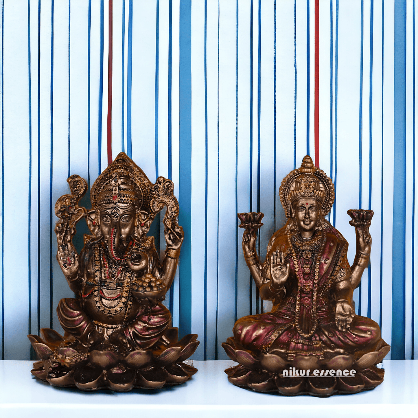 Bronze Shubh Lakshmi Ganesh Pair- 3 inch Nikuressence