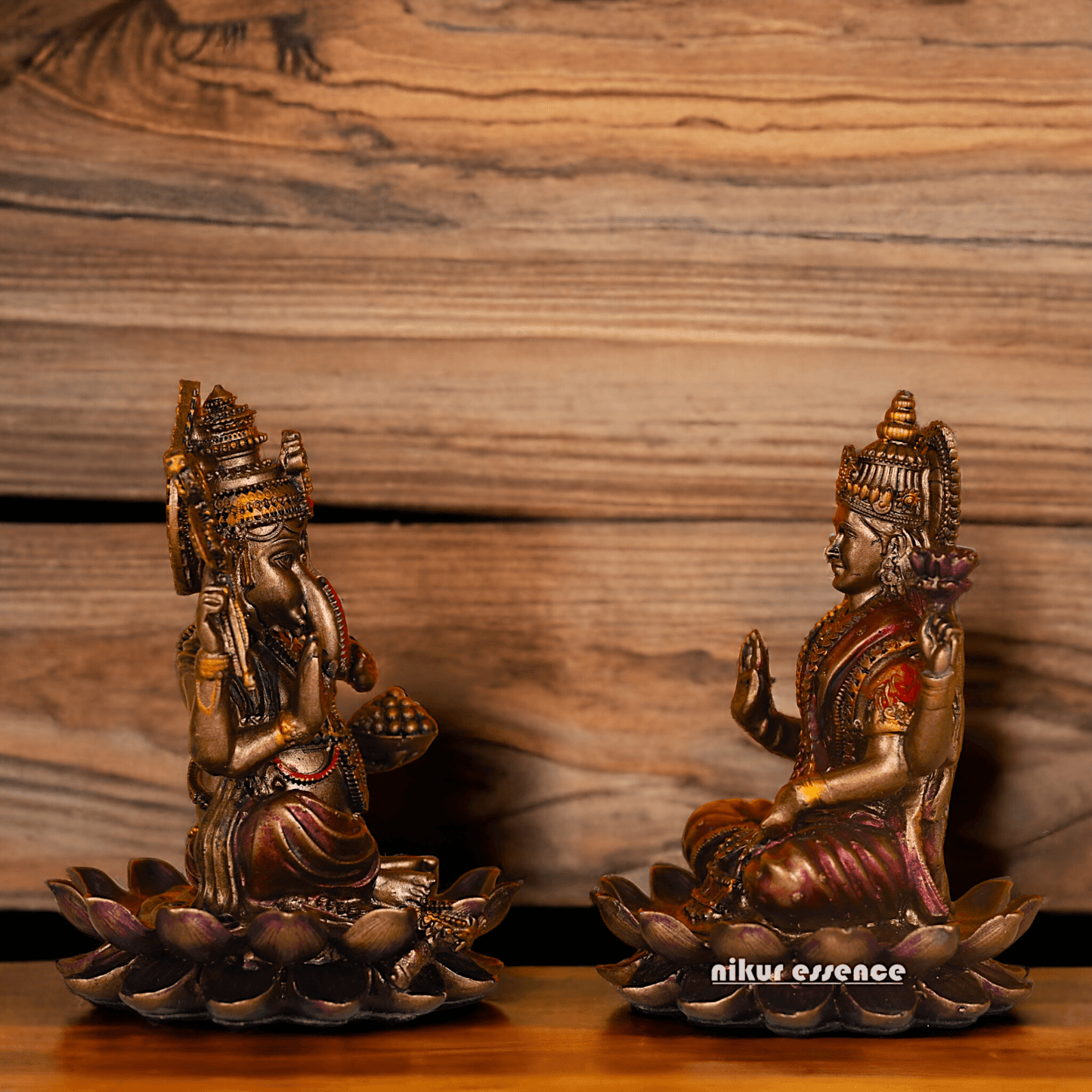 Bronze Shubh Lakshmi Ganesh Pair- 3 inch Nikuressence