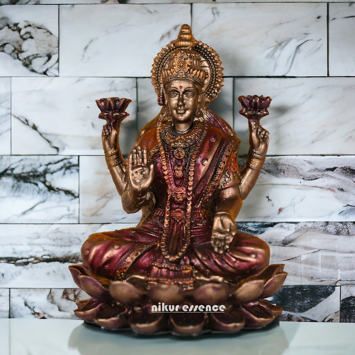 Bronze Statue of Shubh Lakshmi, Symbol of Prosperity and Grace Nikuressence