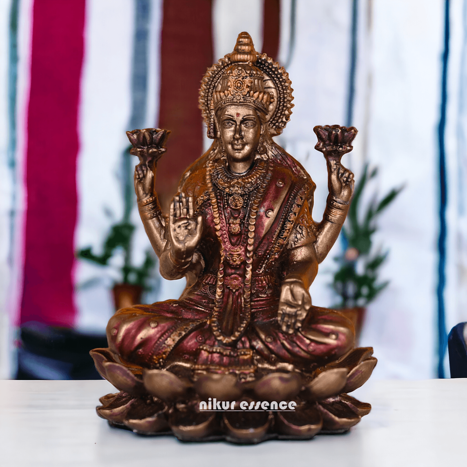 Bronze Statue of Shubh Lakshmi, Symbol of Prosperity and Grace Nikuressence