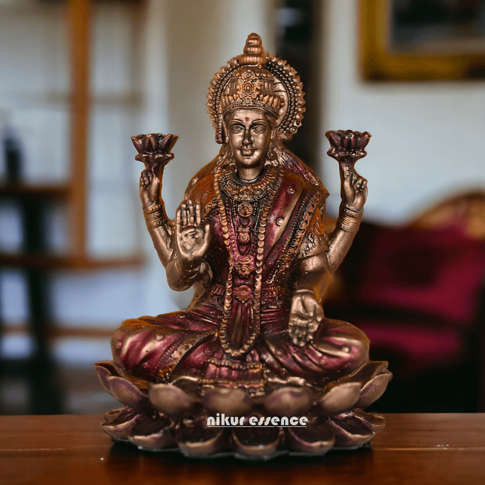 Bronze Statue of Shubh Lakshmi, Symbol of Prosperity and Grace Nikuressence