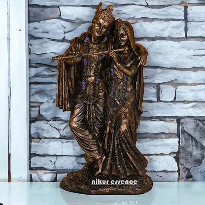Radha Krishna Statue in Bronze - Handcrafted Indian Art Sculpture for Home Décor and Spiritual Inspiration Nikuressence