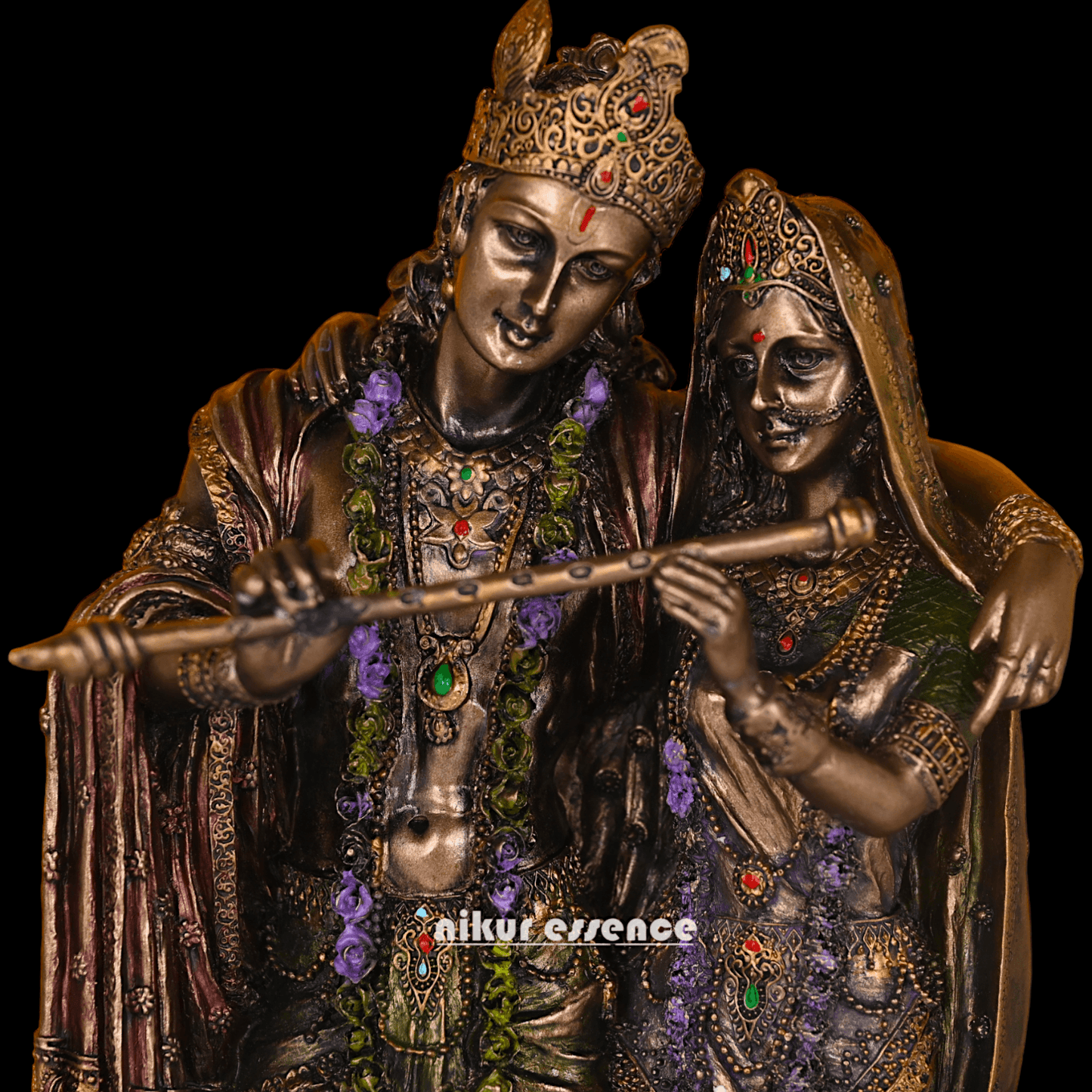 Radha Krishna Statue in Bronze - Handcrafted Indian Art Sculpture for Home Décor and Spiritual Inspiration Nikuressence