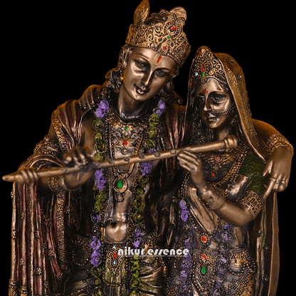 Radha Krishna Statue in Bronze - Handcrafted Indian Art Sculpture for Home Décor and Spiritual Inspiration Nikuressence