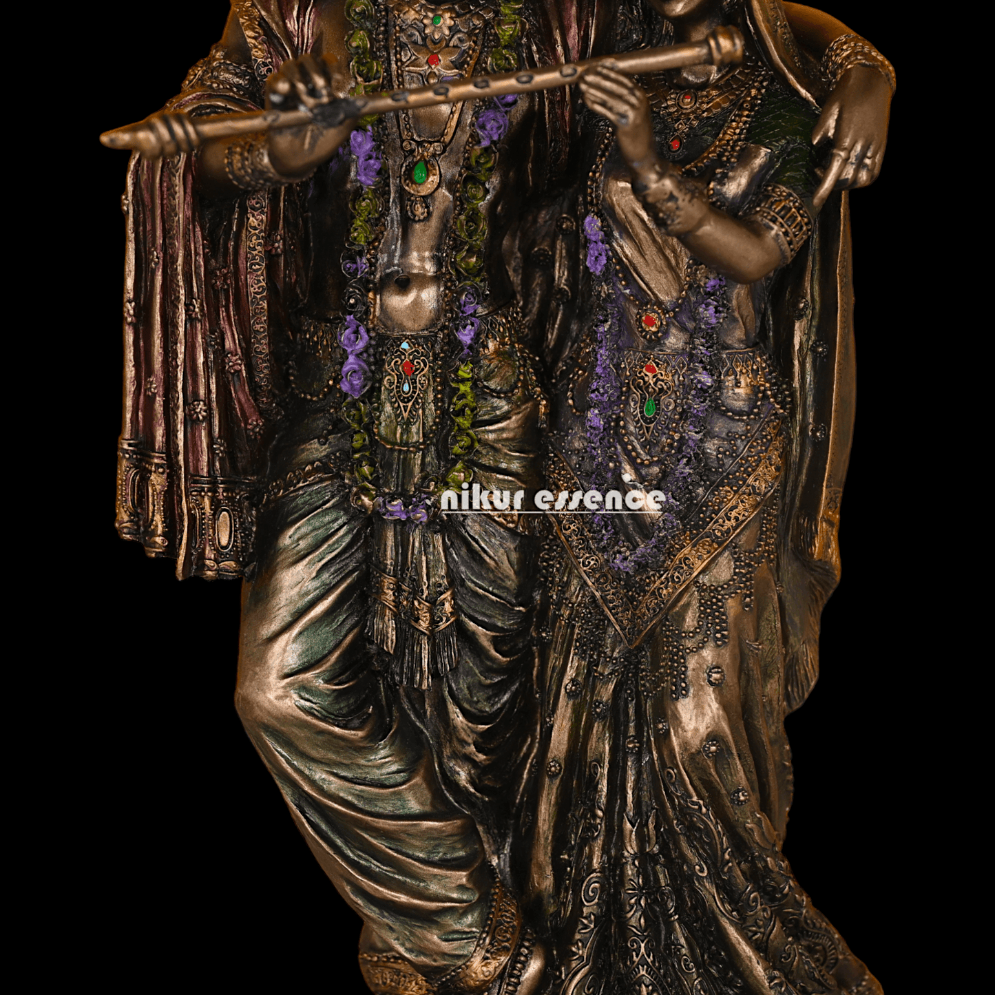 Radha Krishna Statue in Bronze - Handcrafted Indian Art Sculpture for Home Décor and Spiritual Inspiration Nikuressence