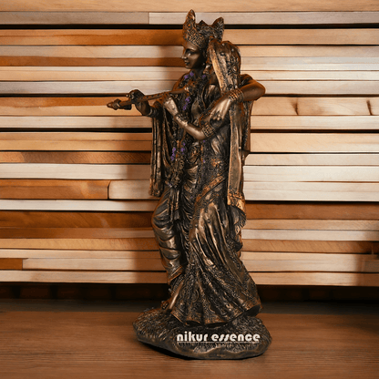Radha Krishna Statue in Bronze - Handcrafted Indian Art Sculpture for Home Décor and Spiritual Inspiration Nikuressence