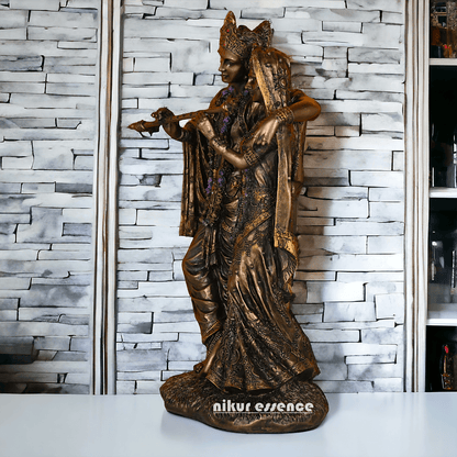 Radha Krishna Statue in Bronze - Handcrafted Indian Art Sculpture for Home Décor and Spiritual Inspiration Nikuressence