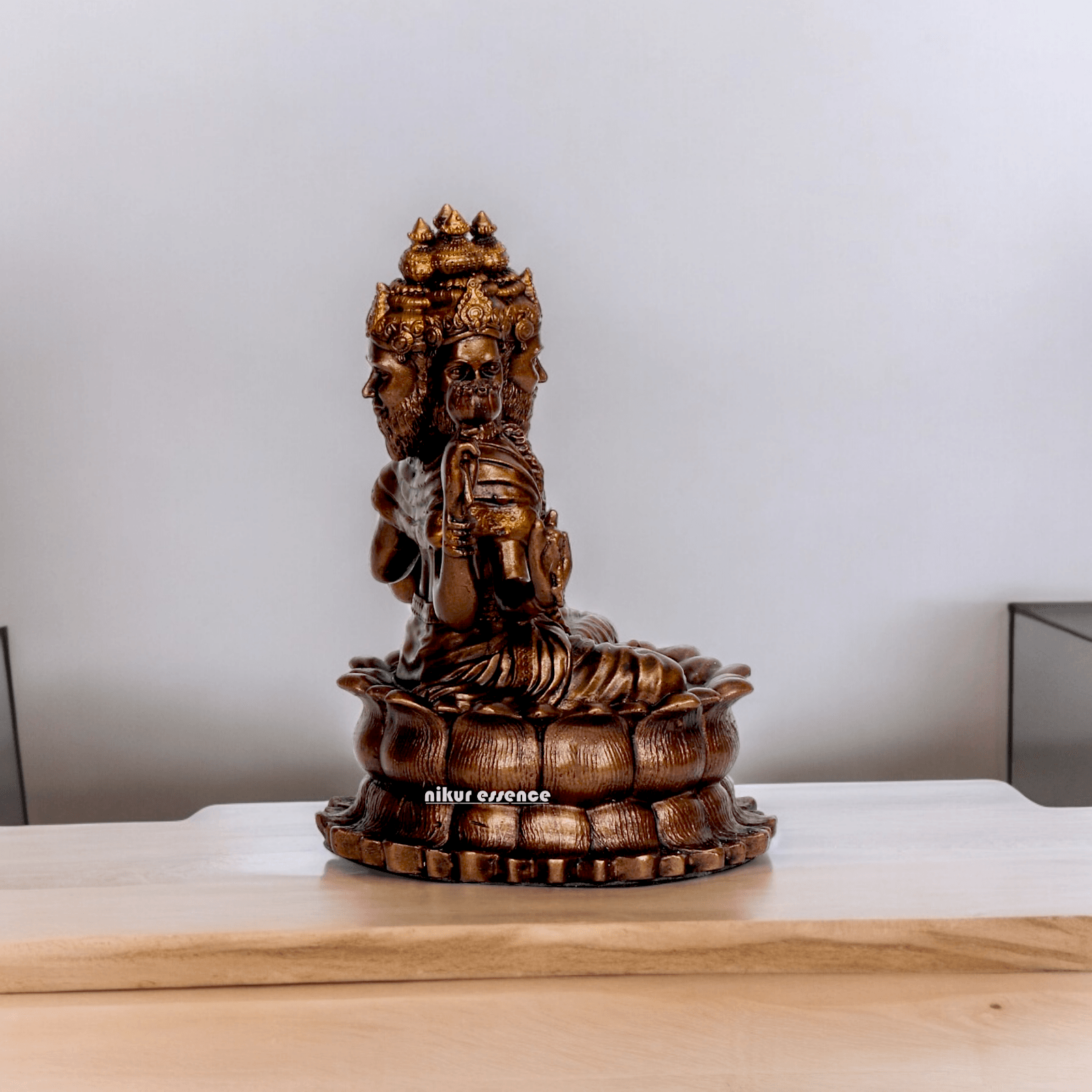 Bonded Bronze Trimurti Idol Depicting Brahma, Vishnu, and Mahesh on Lotus by Nikur Essence - 3.75 Inch Nikuressence