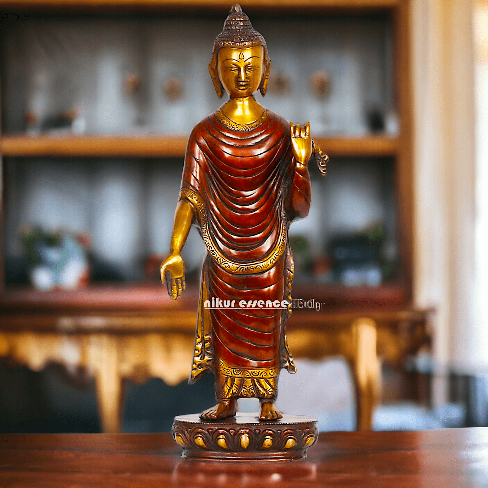 Buy Tibetan Buddhist Standing Lord Buddha Brass Statue , 15 Inches Tall for home Nikuressence