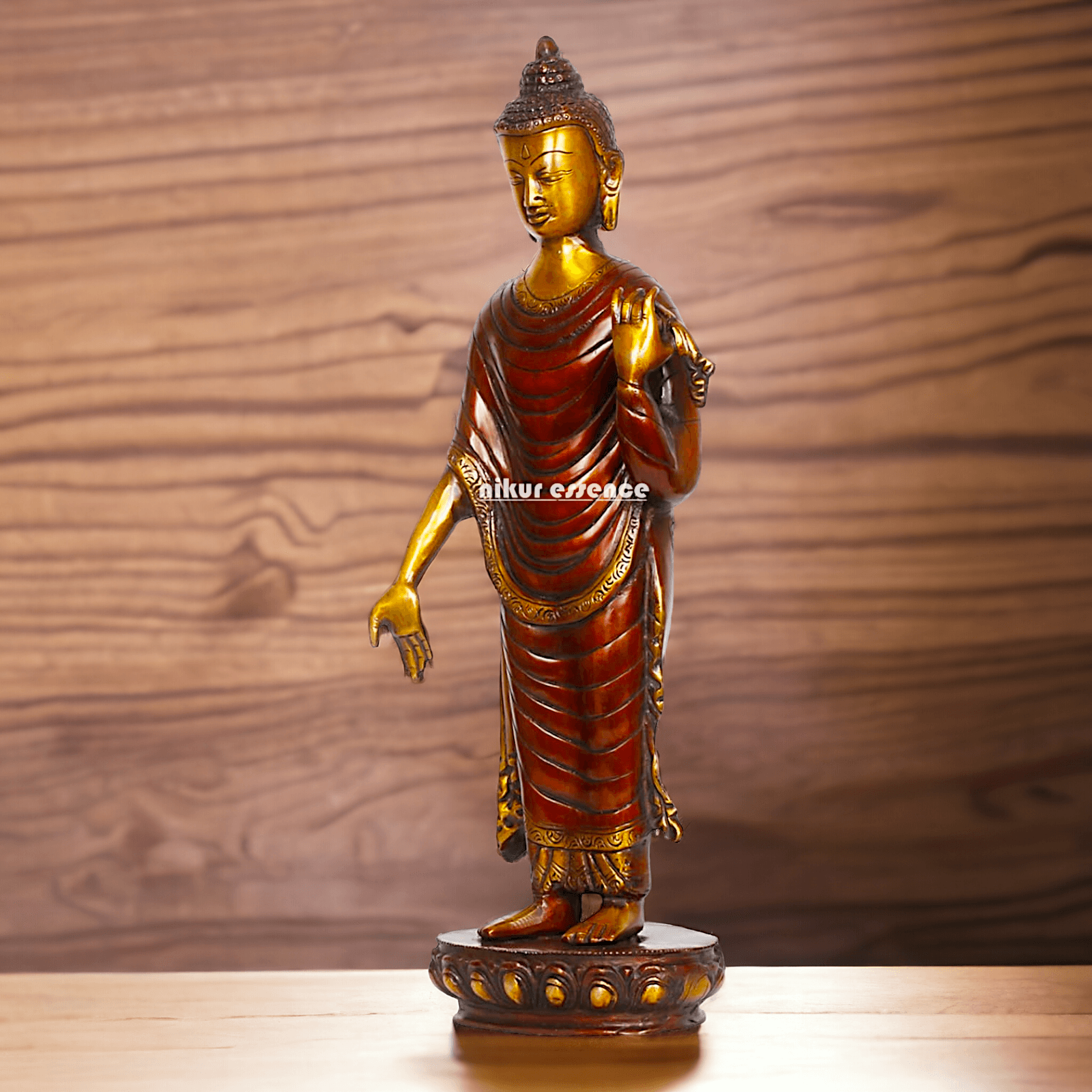 Buy Tibetan Buddhist Standing Lord Buddha Brass Statue , 15 Inches Tall for home Nikuressence