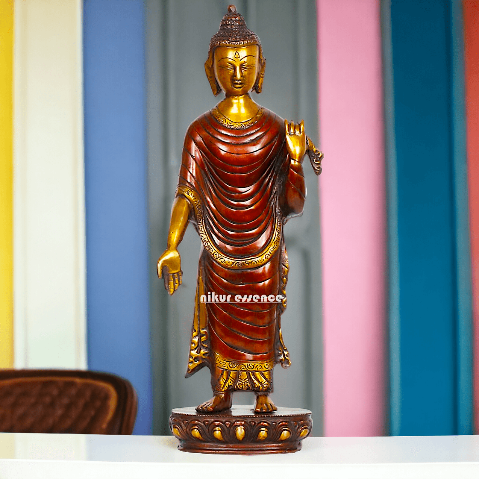 Buy Tibetan Buddhist Standing Lord Buddha Brass Statue , 15 Inches Tall for home Nikuressence