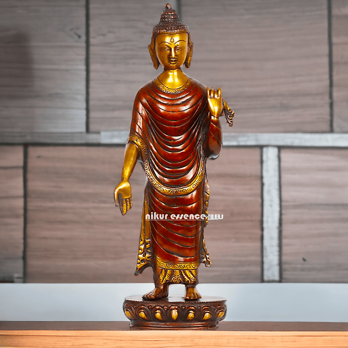 Buy Tibetan Buddhist Standing Lord Buddha Brass Statue , 15 Inches Tall for home Nikuressence