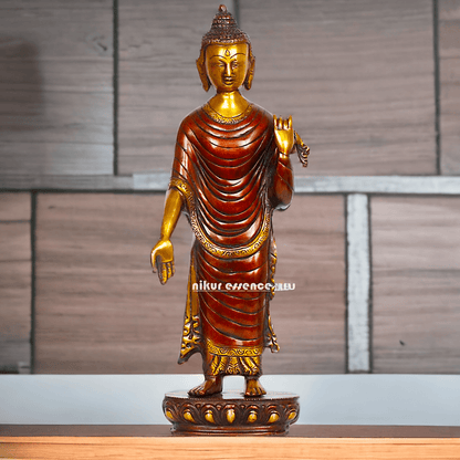 Buy Tibetan Buddhist Standing Lord Buddha Brass Statue , 15 Inches Tall for home Nikuressence