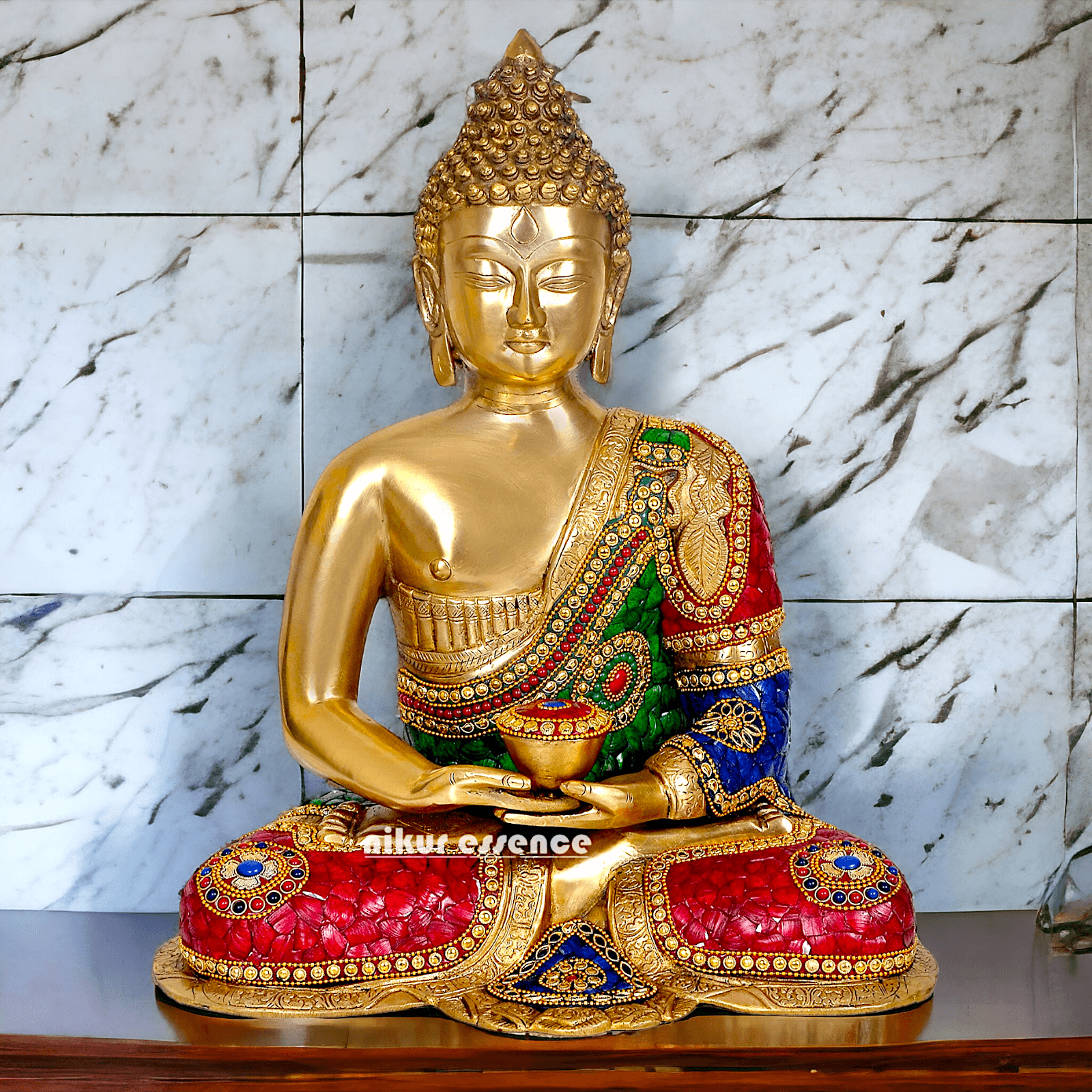Buddha Statue Idol in Brass – Elegant Handcrafted Sculpture for Meditation and Home Decor Nikuressence