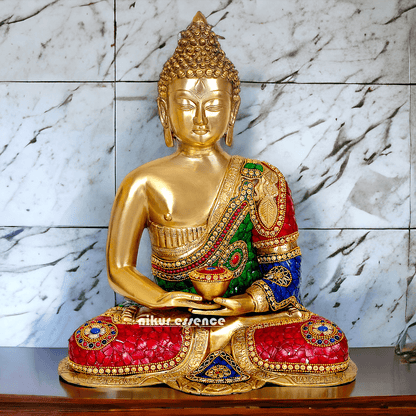 Buddha Statue Idol in Brass – Elegant Handcrafted Sculpture for Meditation and Home Decor Nikuressence