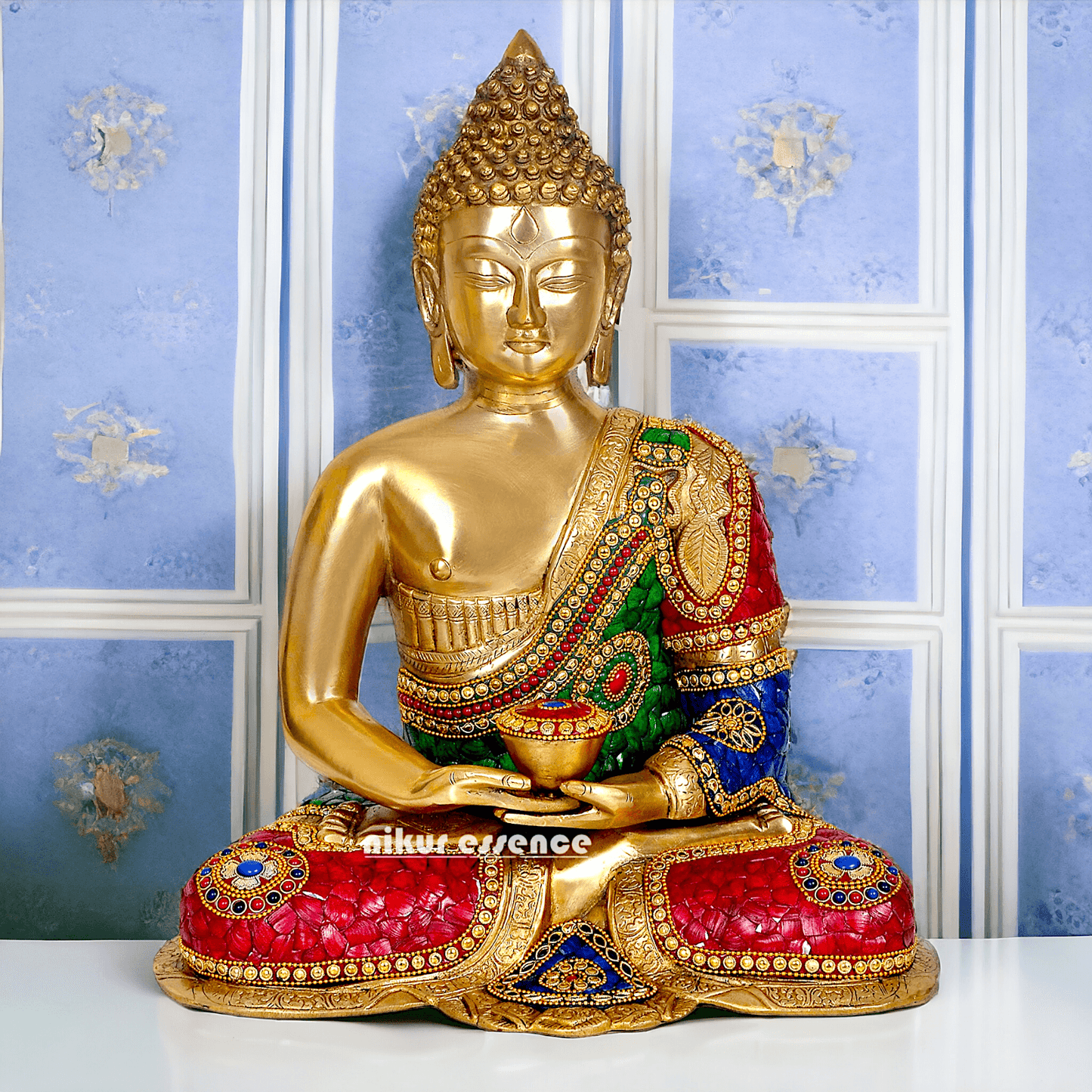 Buddha Statue Idol in Brass – Elegant Handcrafted Sculpture for Meditation and Home Decor Nikuressence