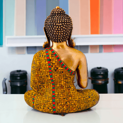 Online buy Buddha Statue in Brass - Preaching His Dharma with Intricate Inlay Work - 51 cm Tall Nikuressence