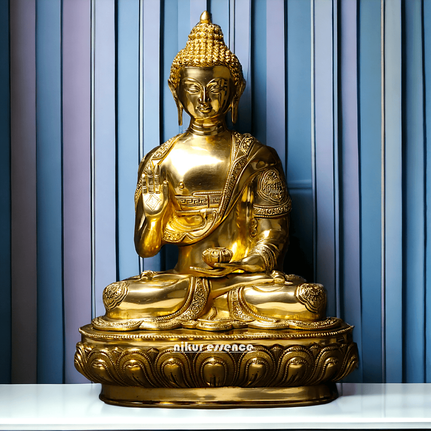 Buy Buddha Statue in brass- Exquisite Buddhist Deity Blessing Sculpture with Intricate Detailing for Spiritual Nikuressence