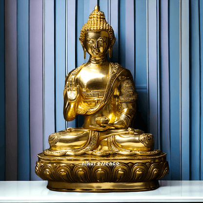 Buy Buddha Statue in brass- Exquisite Buddhist Deity Blessing Sculpture with Intricate Detailing for Spiritual Nikuressence