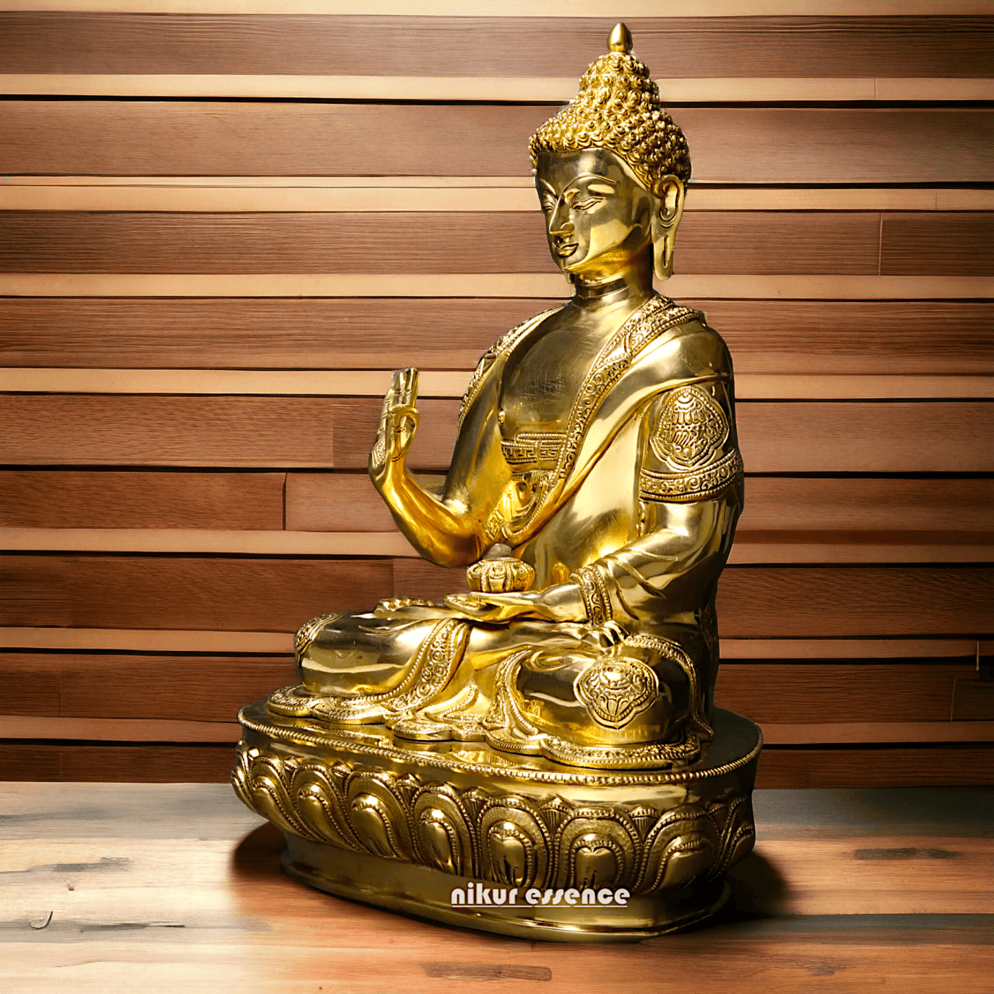 Buy Buddha Statue in brass- Exquisite Buddhist Deity Blessing Sculpture with Intricate Detailing for Spiritual Nikuressence