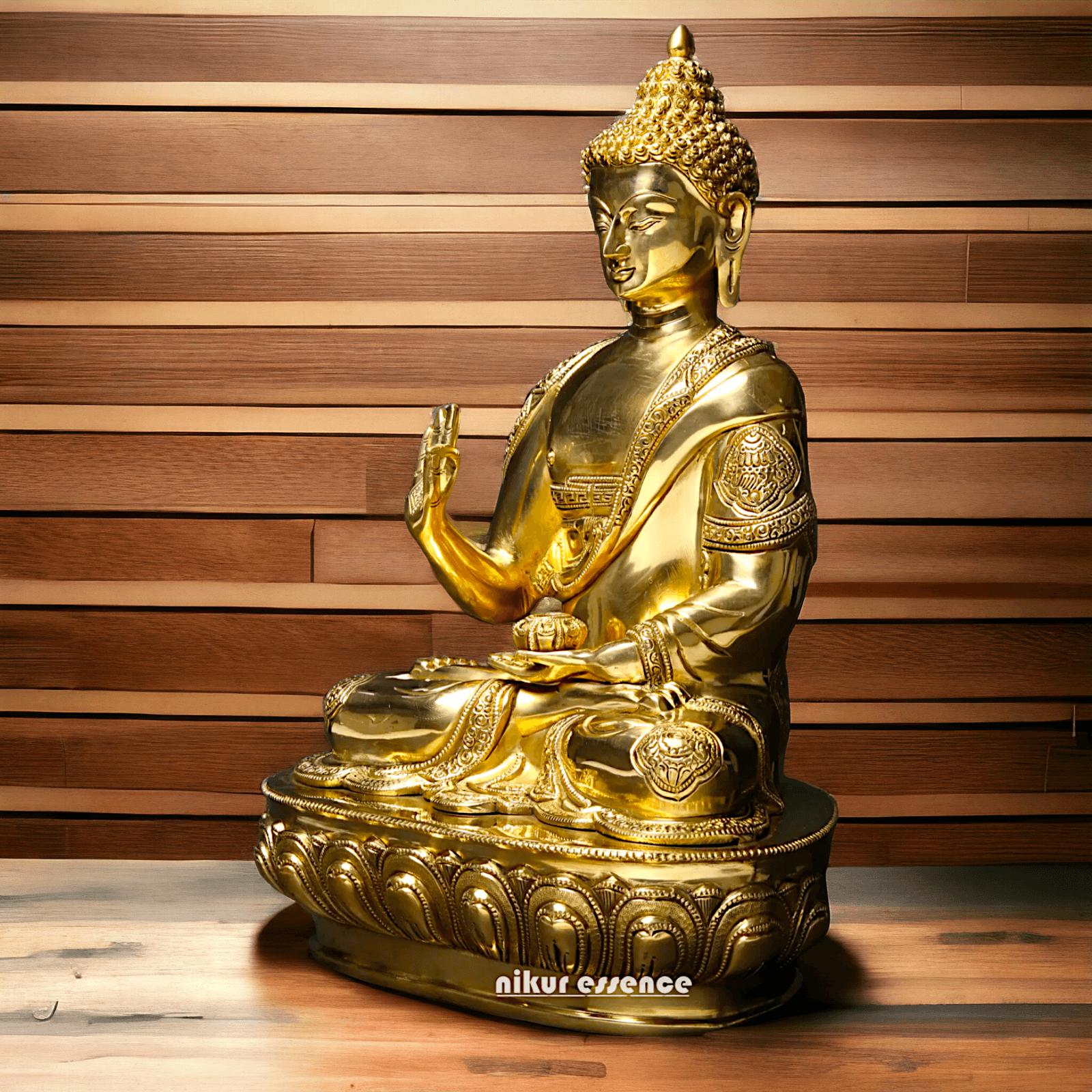 Buy Buddha Statue in brass- Exquisite Buddhist Deity Blessing Sculpture with Intricate Detailing for Spiritual Nikuressence