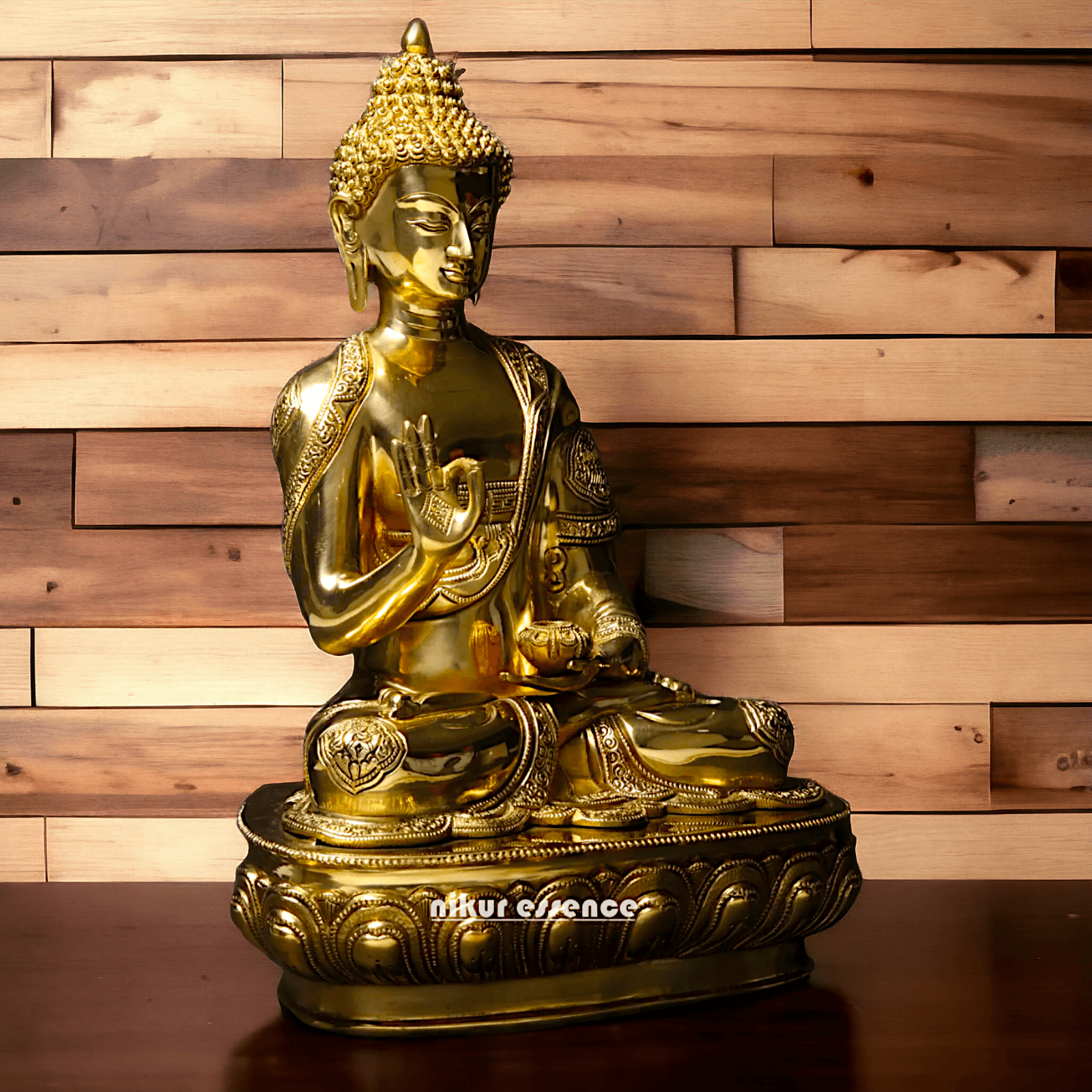 Buy Buddha Statue in brass- Exquisite Buddhist Deity Blessing Sculpture with Intricate Detailing for Spiritual Nikuressence