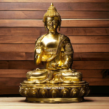 Buy Buddha Statue in brass- Exquisite Buddhist Deity Blessing Sculpture with Intricate Detailing for Spiritual Nikuressence