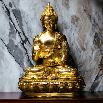 Buy Buddha Statue in brass- Exquisite Buddhist Deity Blessing Sculpture with Intricate Detailing for Spiritual Nikuressence