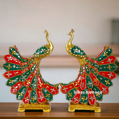 Buy 2 Pair Peacock with stone work Idol - 25 cm Nikuressence