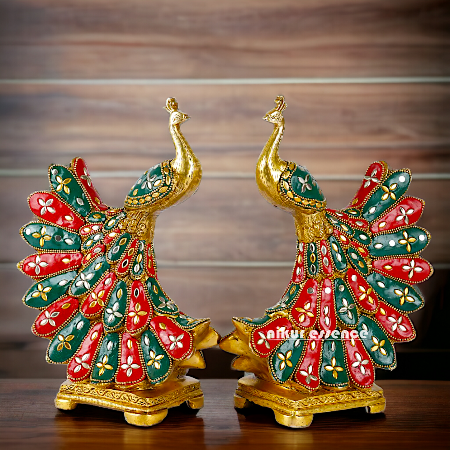 Buy 2 Pair Peacock with stone work Idol - 25 cm Nikuressence
