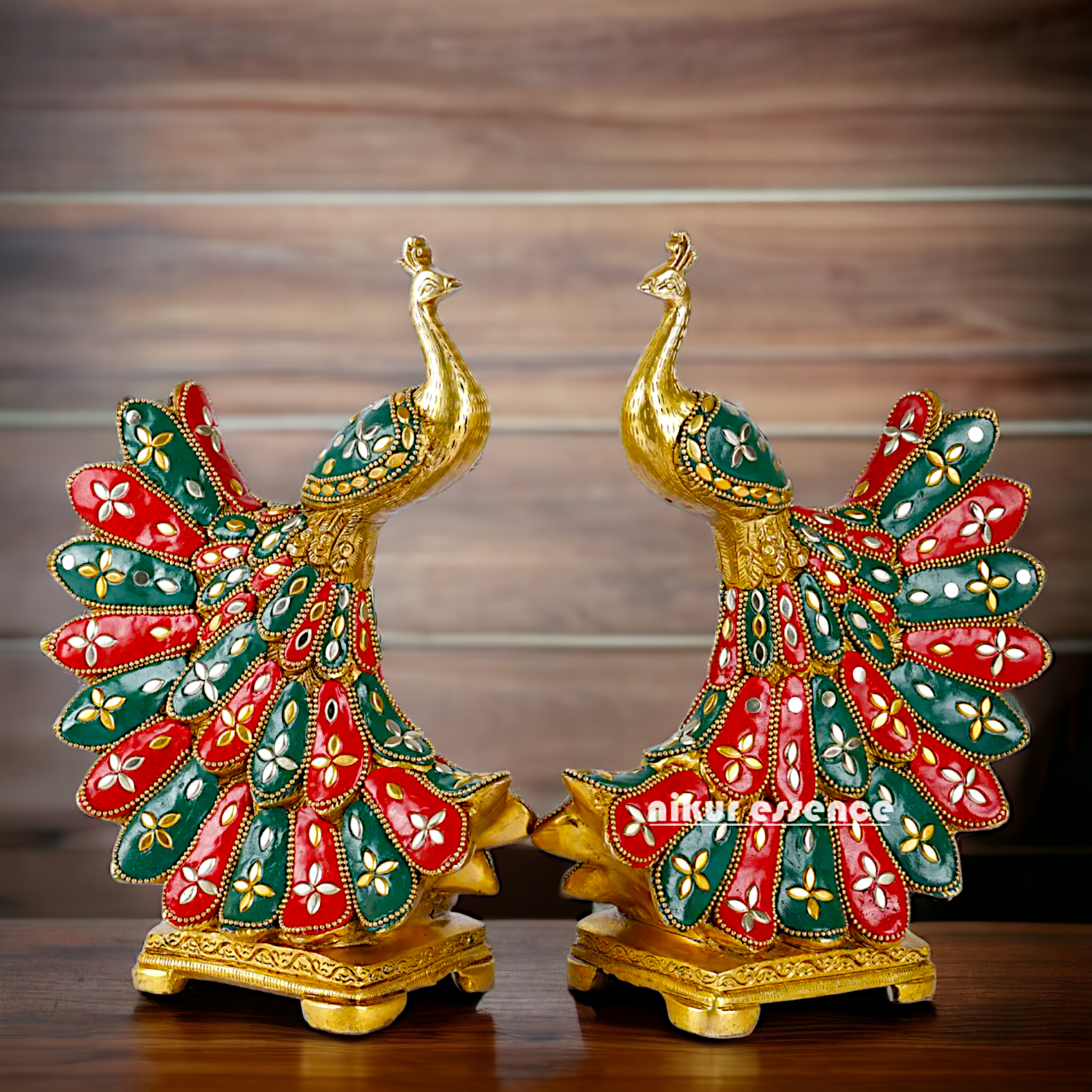 Buy 2 Pair Peacock with stone work Idol - 25 cm Nikuressence