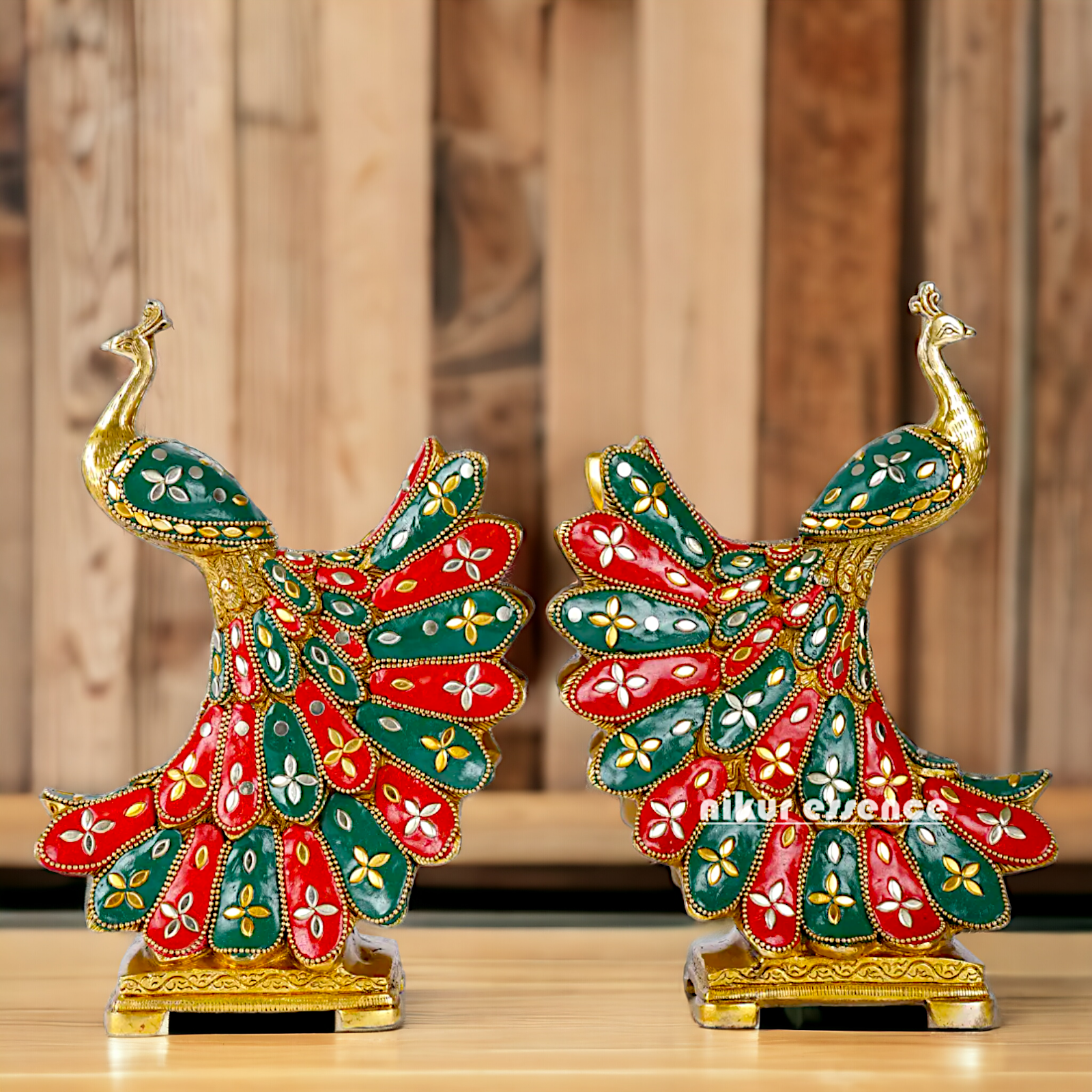 Buy 2 Pair Peacock with stone work Idol - 25 cm Nikuressence