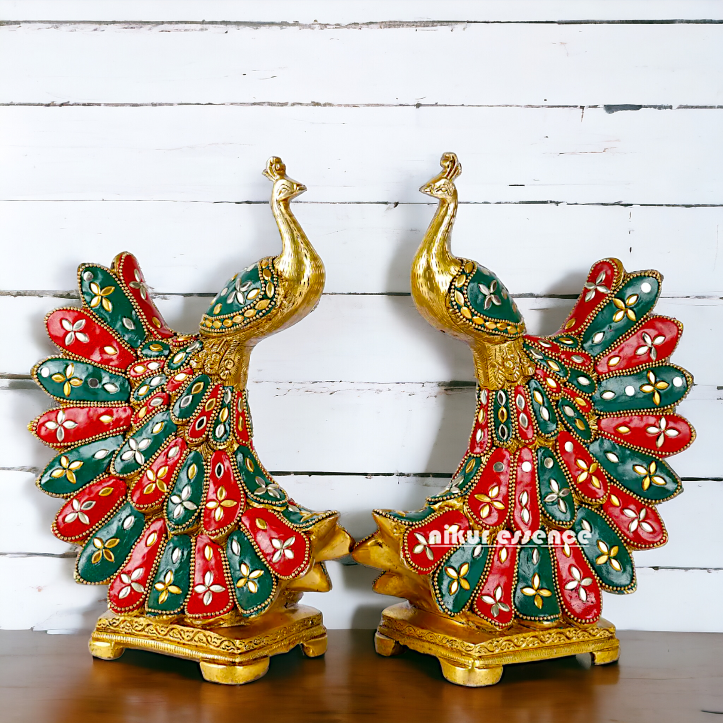 Buy 2 Pair Peacock with stone work Idol - 25 cm Nikuressence