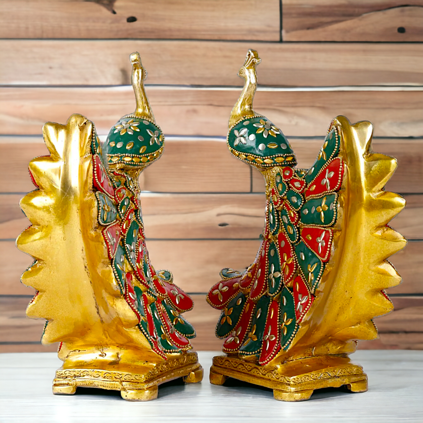 Buy 2 Pair Peacock with stone work Idol - 25 cm Nikuressence